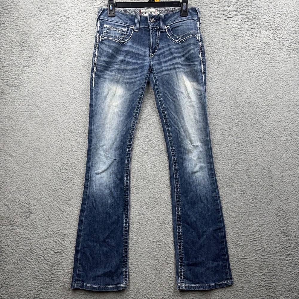 Ariat REAL Denim Mid Rise Boot Jeans Womens Medium Wash Blue Size 27S